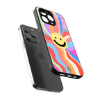 cheerful smiley back phone cover | glass case for iphone 16 pro