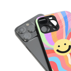 cheerful smiley back phone cover | glass case for iphone 16