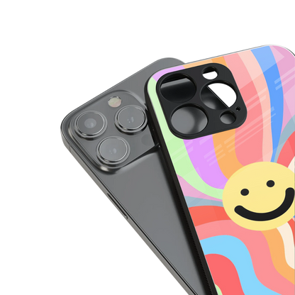 cheerful smiley back phone cover | glass case for iphone 15 pro