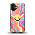 cheerful smiley back phone cover | glass case for iphone 16