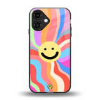 cheerful smiley back phone cover | glass case for iphone 16
