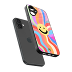 cheerful smiley back phone cover | glass case for iphone 16