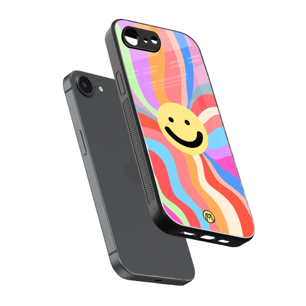 cheerful smiley back phone cover | glass case for iphone 16e
