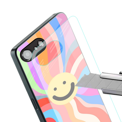 cheerful smiley back phone cover | glass case for iphone 16e