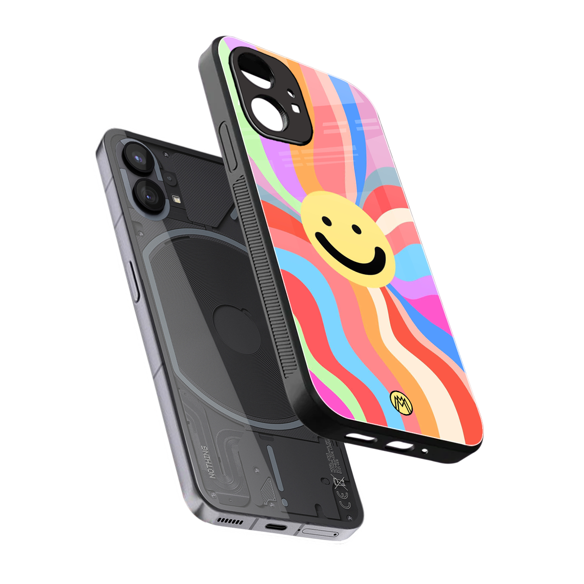 cheerful smiley back phone cover | glass case for nothing phone 1