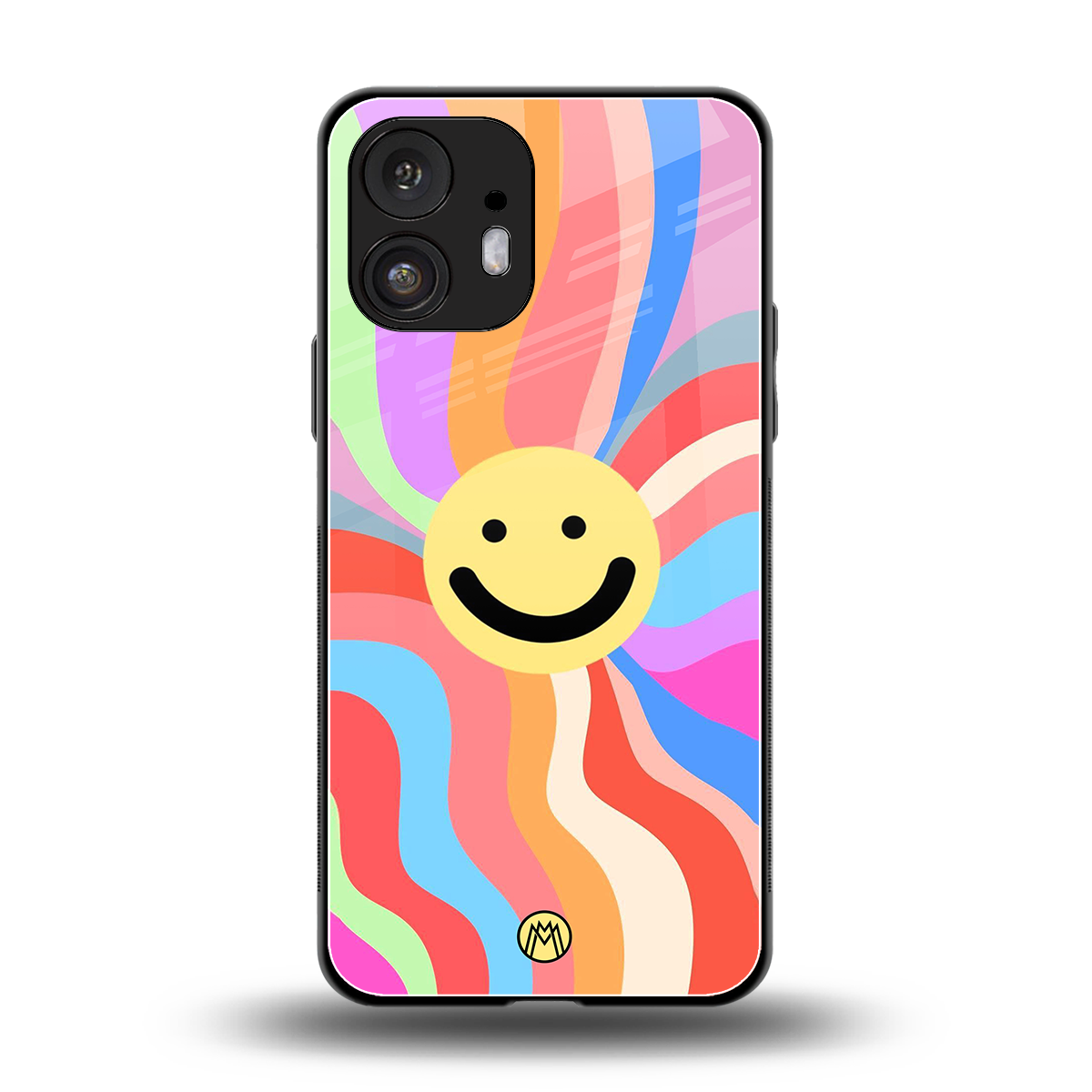 cheerful smiley back phone cover | glass case for nothing phone 2