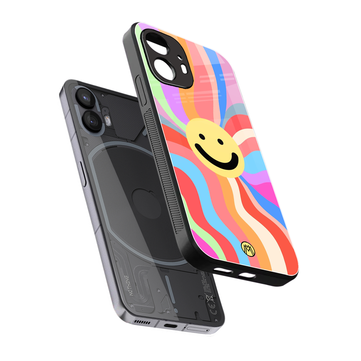 cheerful smiley back phone cover | glass case for nothing phone 2
