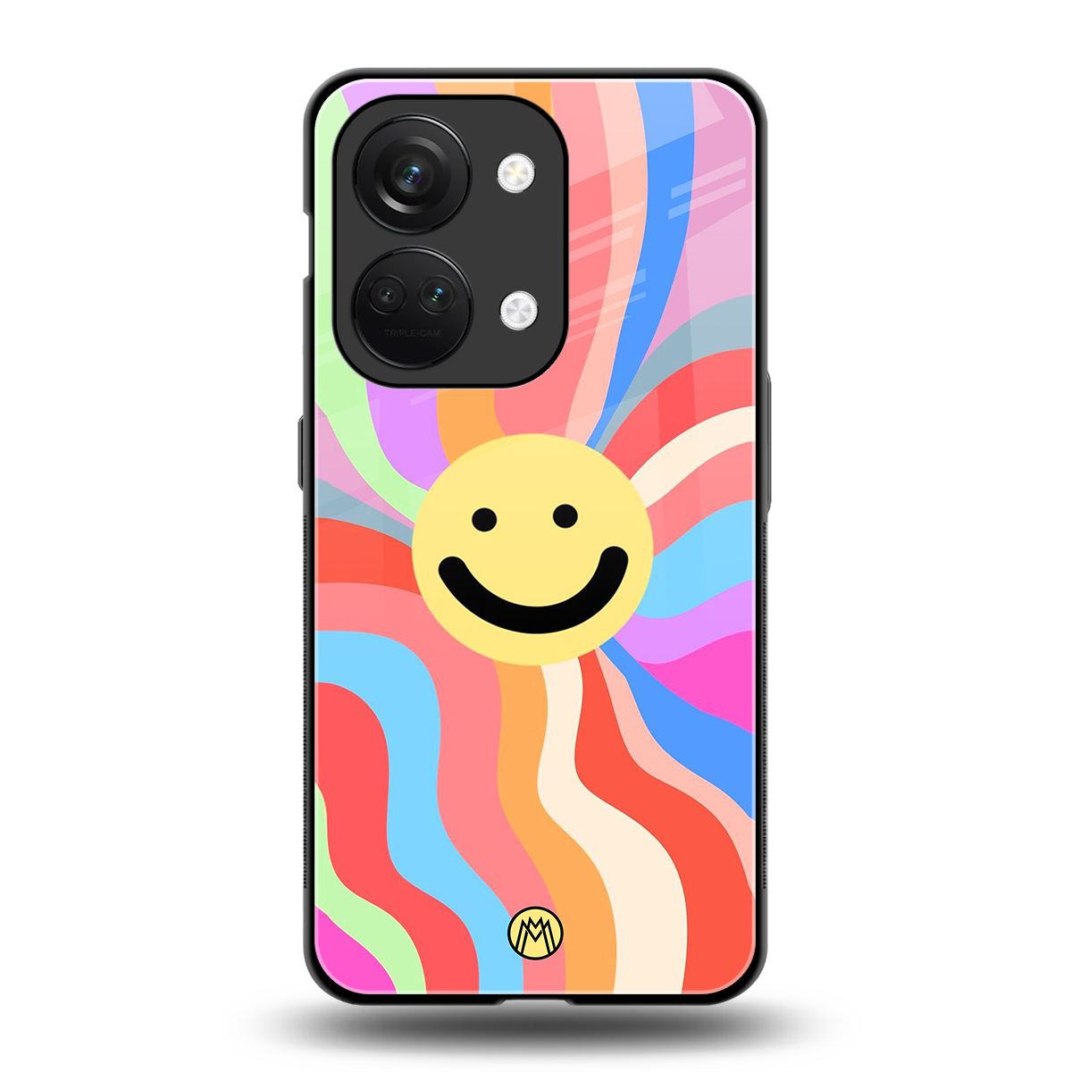 cheerful smiley back phone cover | glass case for oneplus nord 3