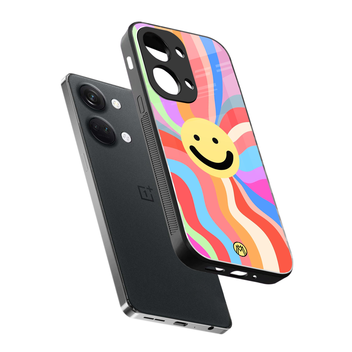 cheerful smiley back phone cover | glass case for oneplus nord 3