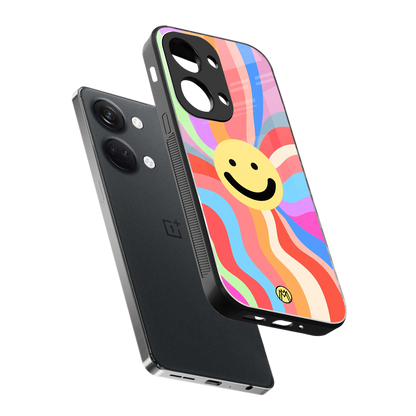 cheerful smiley back phone cover | glass case for oneplus nord 3