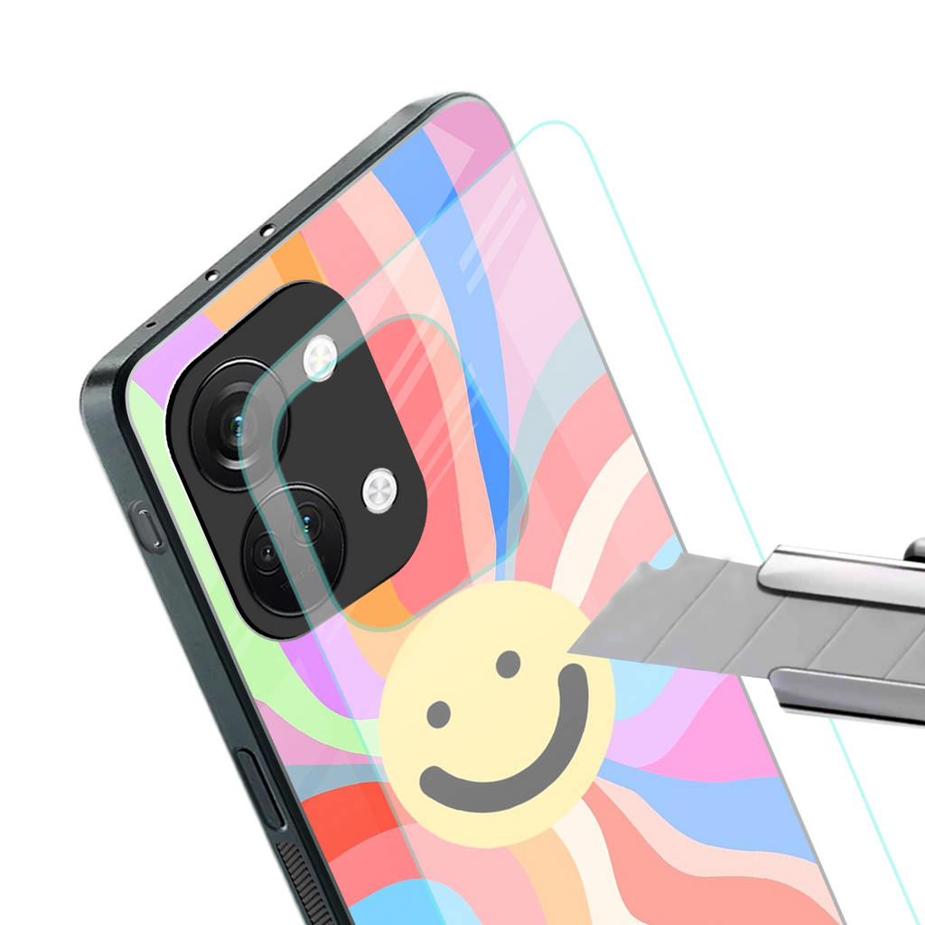 cheerful smiley back phone cover | glass case for oneplus nord 3