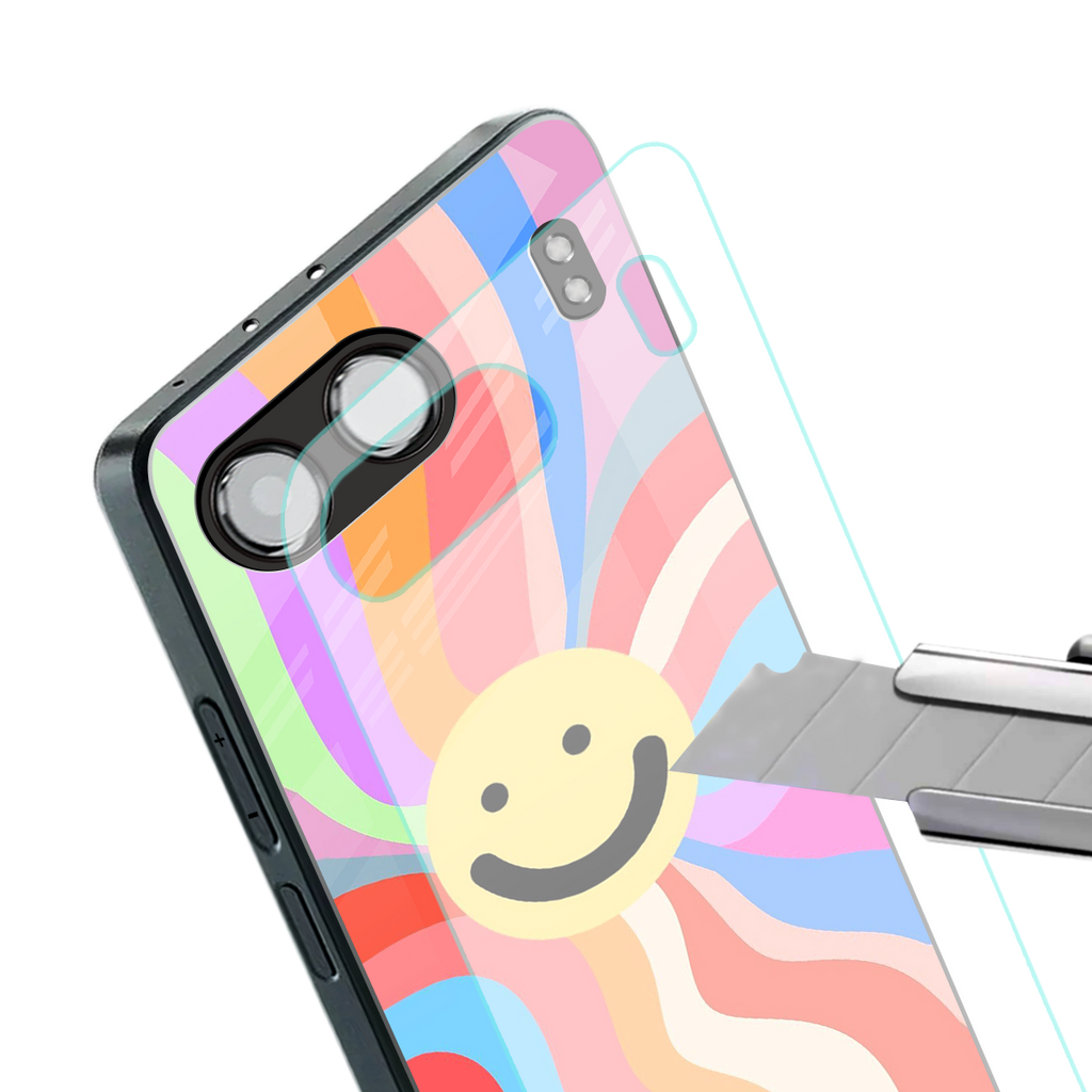 cheerful smiley back phone cover | glass case for oneplus nord 4