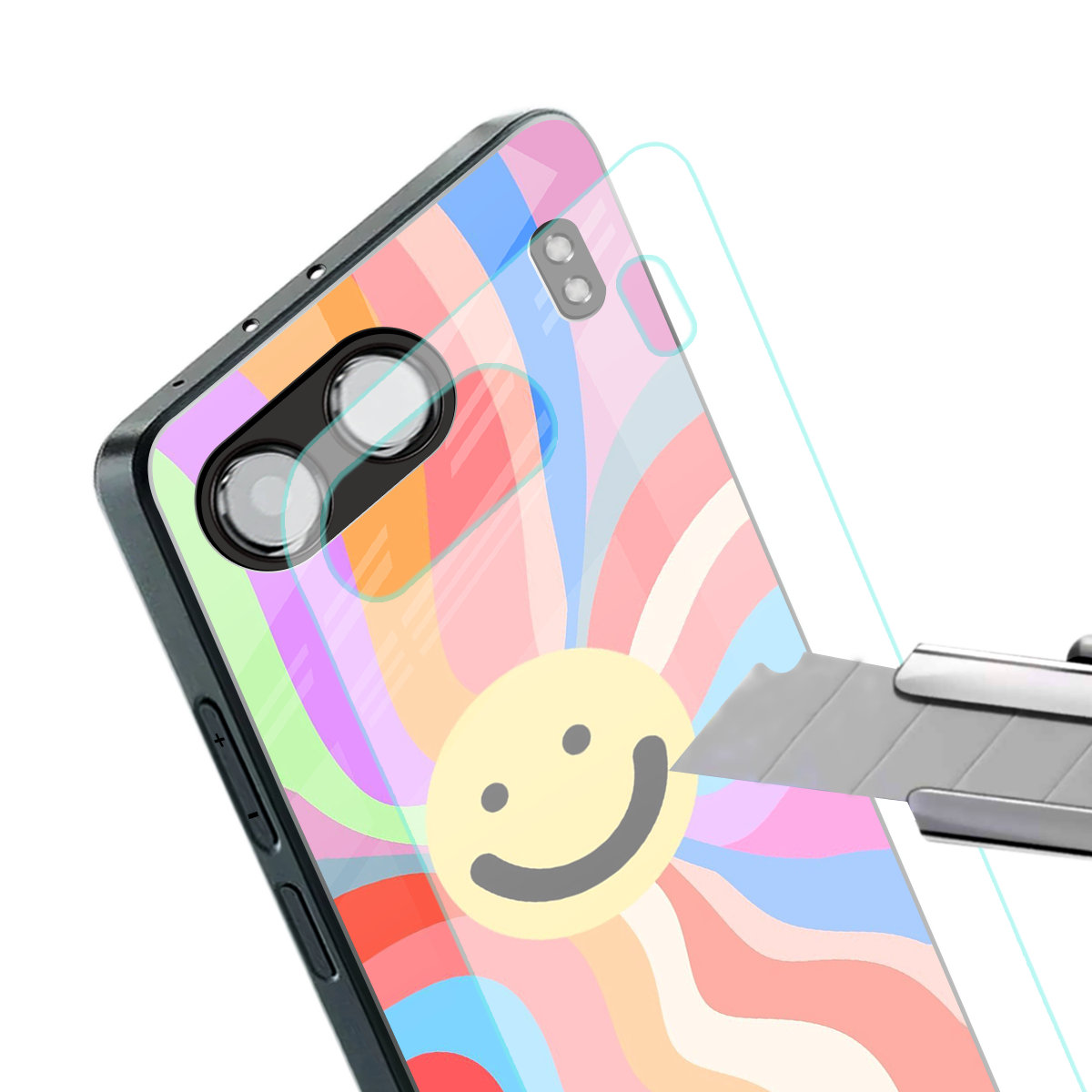 cheerful smiley back phone cover | glass case for oneplus nord 4