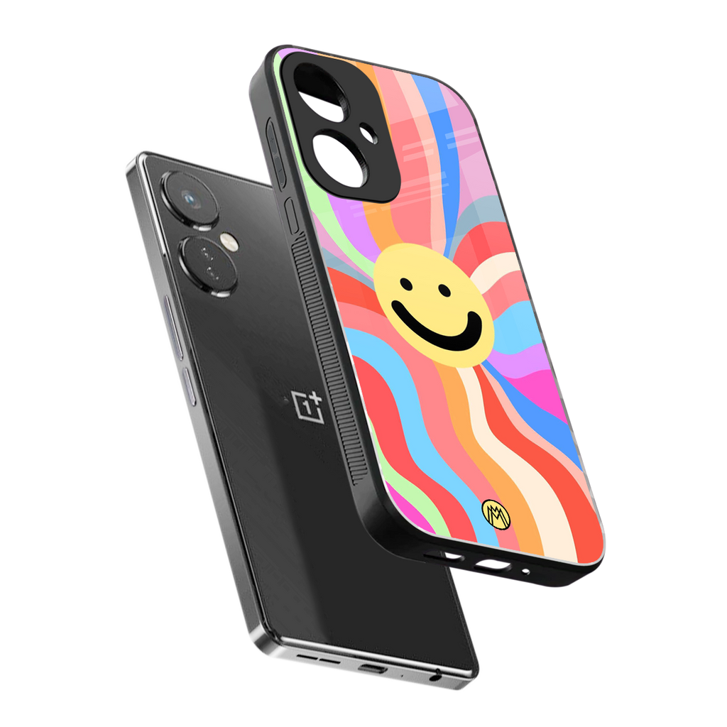 cheerful smiley back phone cover | glass case for oneplus nord ce 3