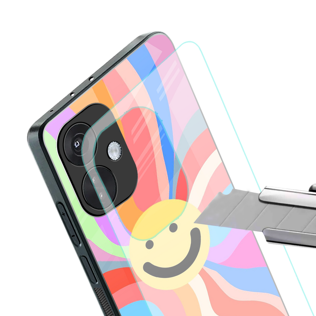 cheerful smiley back phone cover | glass case for oneplus nord ce 3