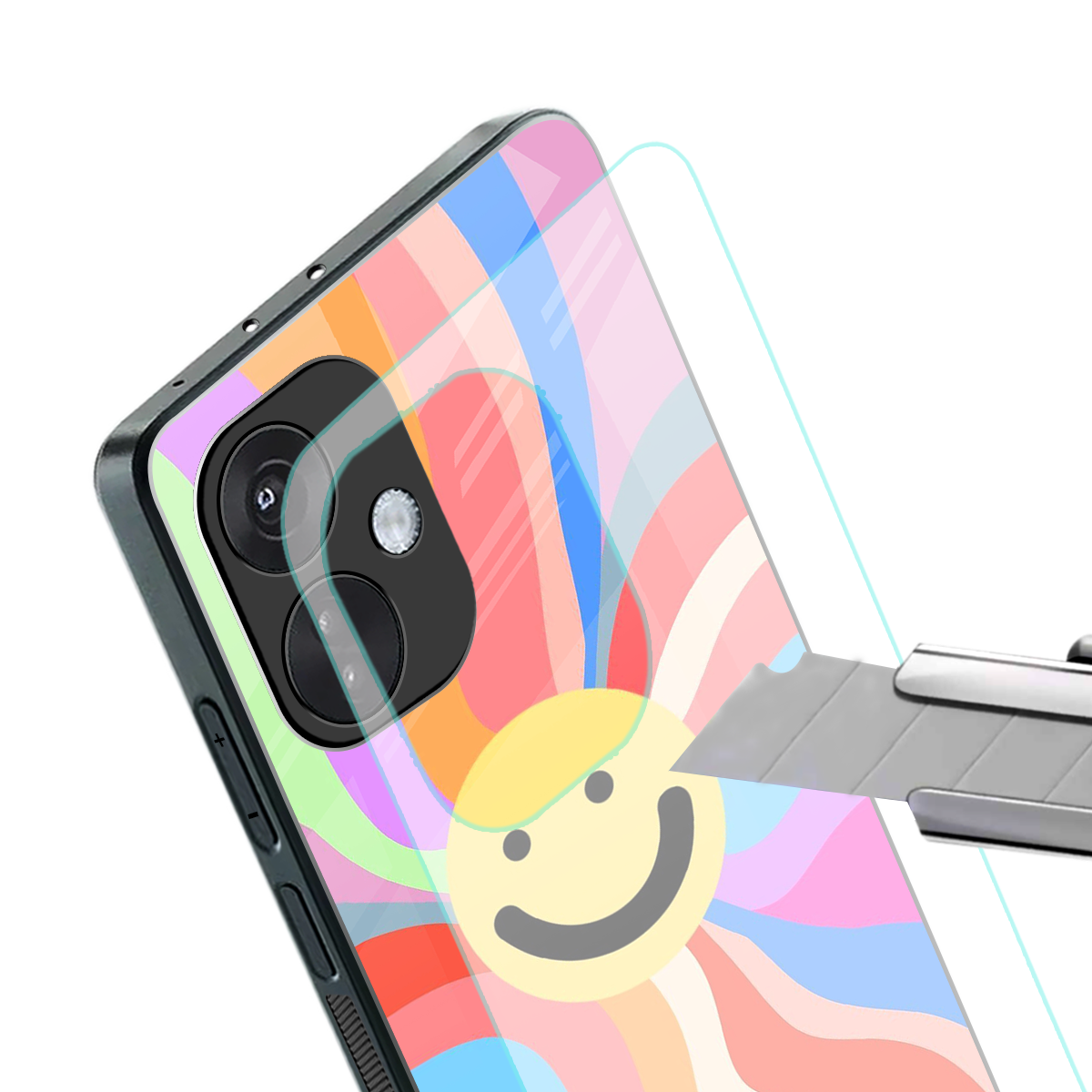 cheerful smiley back phone cover | glass case for oneplus nord ce 3