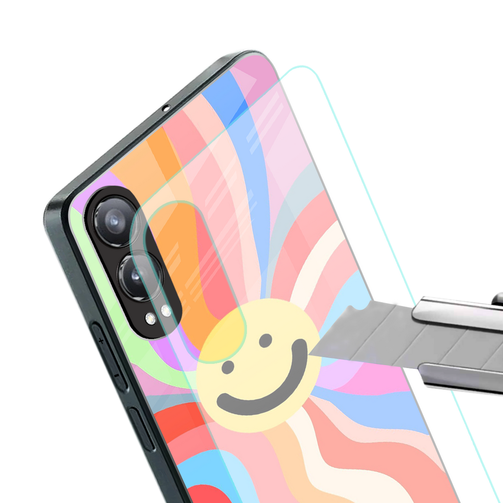 cheerful smiley back phone cover | glass case for oneplus nord ce 4 lite