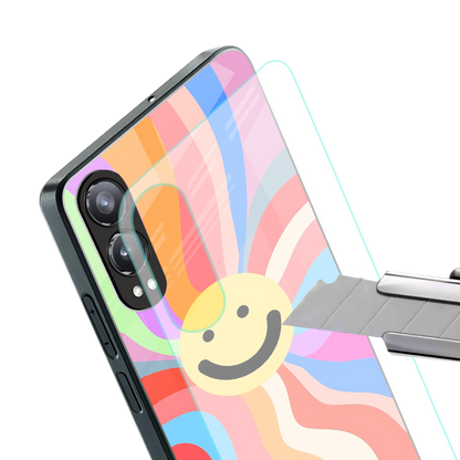 cheerful smiley back phone cover | glass case for oneplus nord ce 4 lite