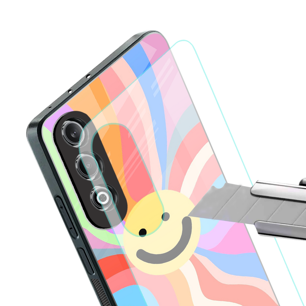 cheerful smiley back phone cover | glass case for oneplus nord ce 4