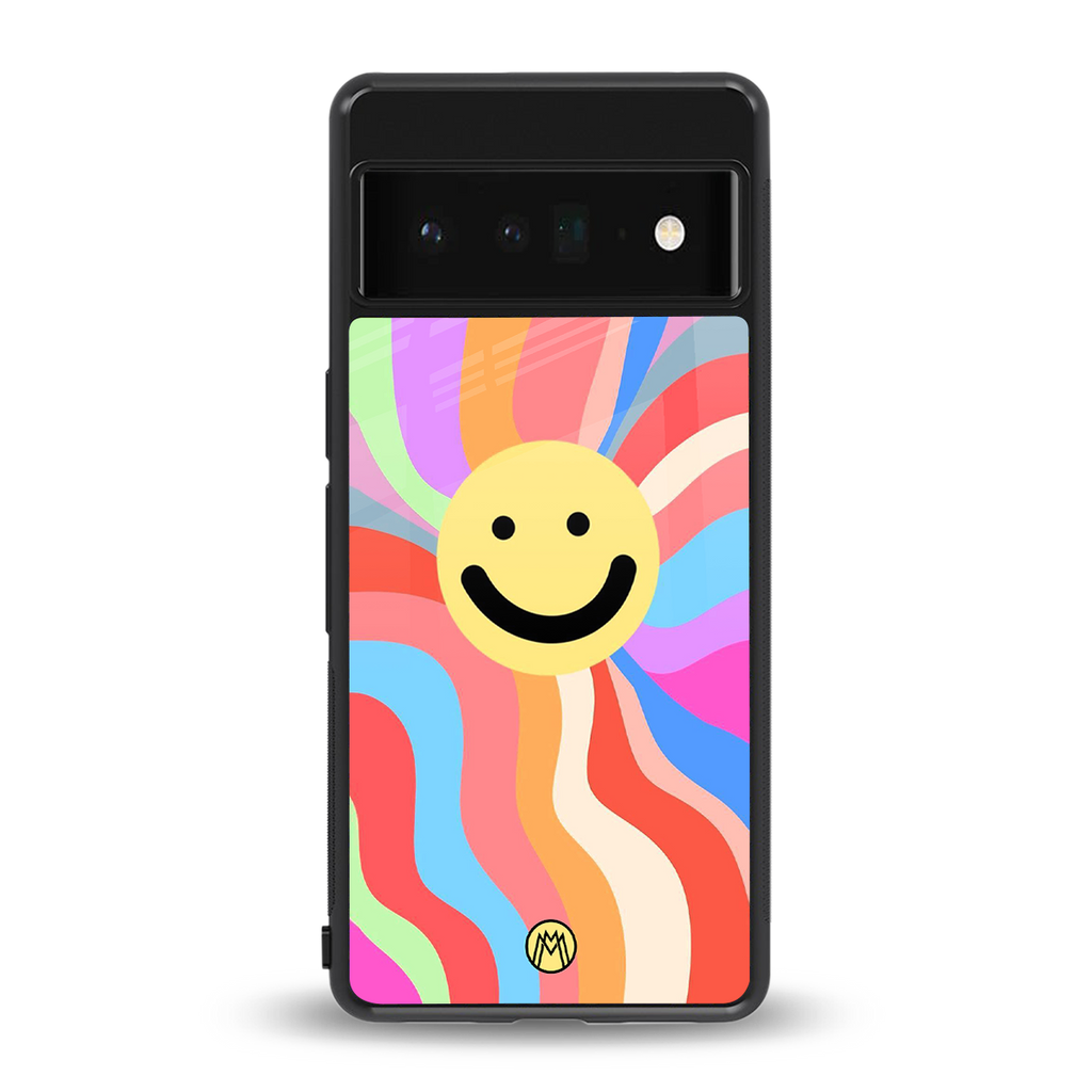 cheerful smiley back phone cover | glass case for google pixel 6 pro