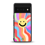 cheerful smiley back phone cover | glass case for google pixel 6 pro