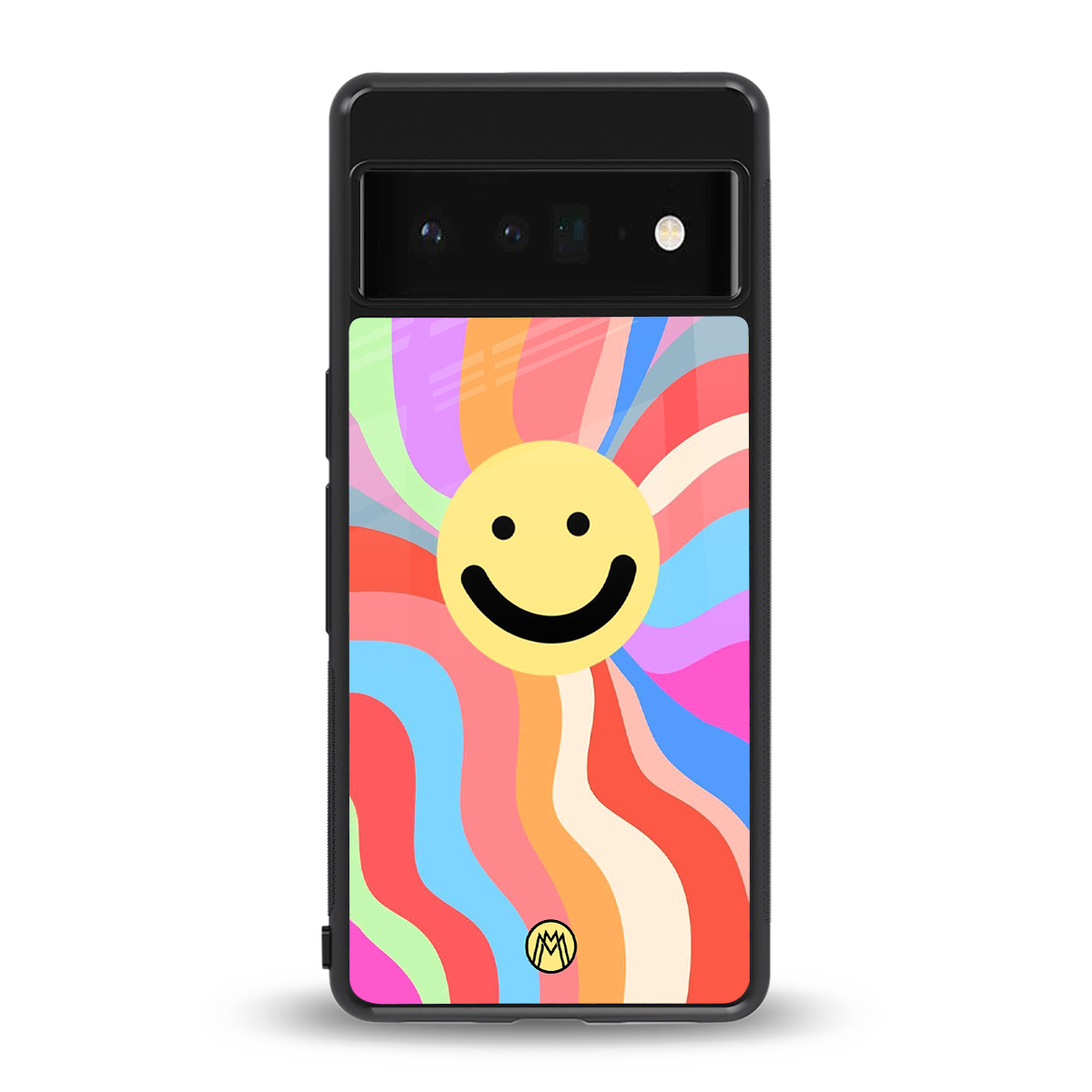 cheerful smiley back phone cover | glass case for google pixel 6 pro