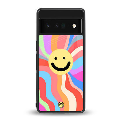 cheerful smiley back phone cover | glass case for google pixel 6 pro