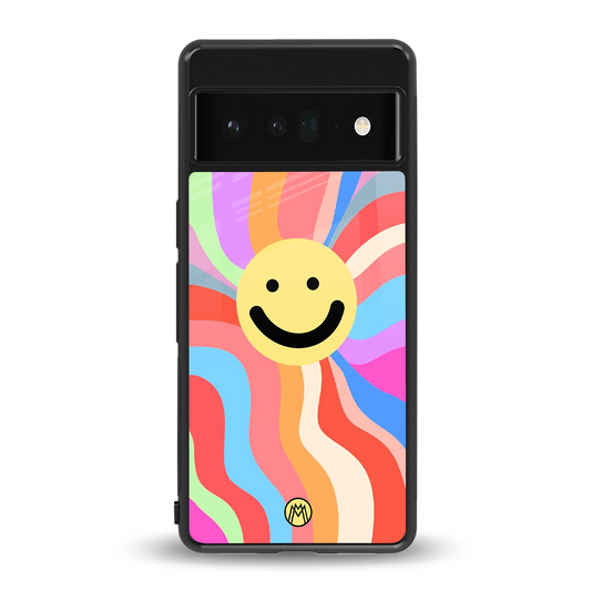 cheerful smiley back phone cover | glass case for google pixel 6 pro