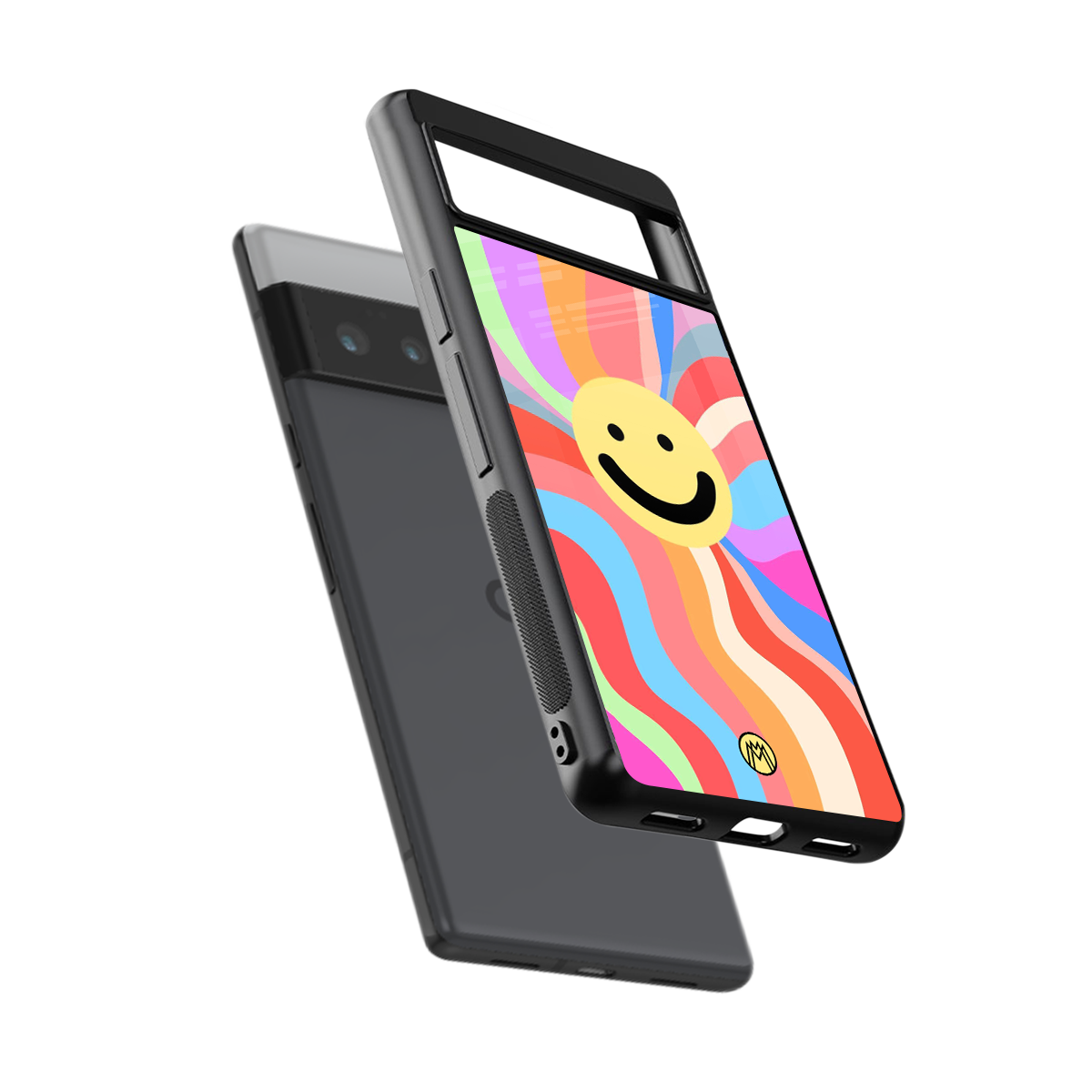 cheerful smiley back phone cover | glass case for google pixel 6 pro