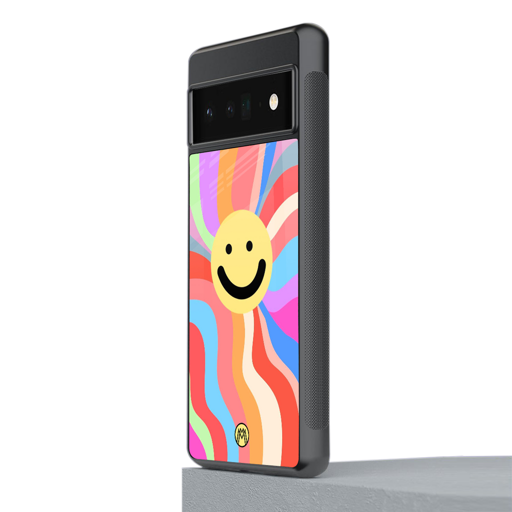 cheerful smiley back phone cover | glass case for google pixel 6 pro