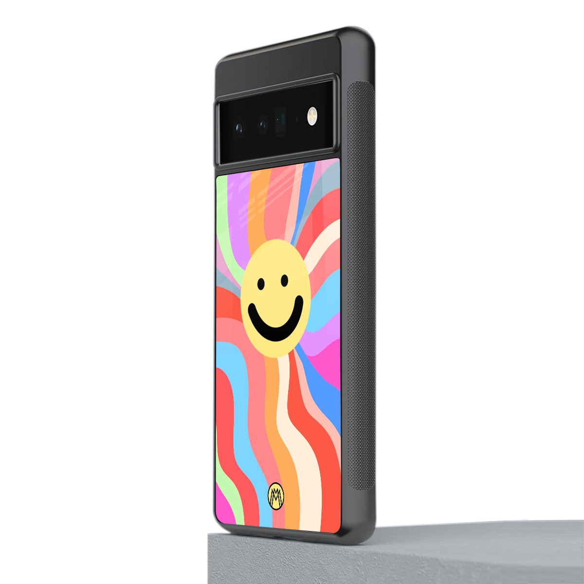 cheerful smiley back phone cover | glass case for google pixel 6 pro