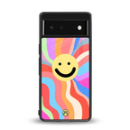 cheerful smiley back phone cover | glass case for google pixel 6