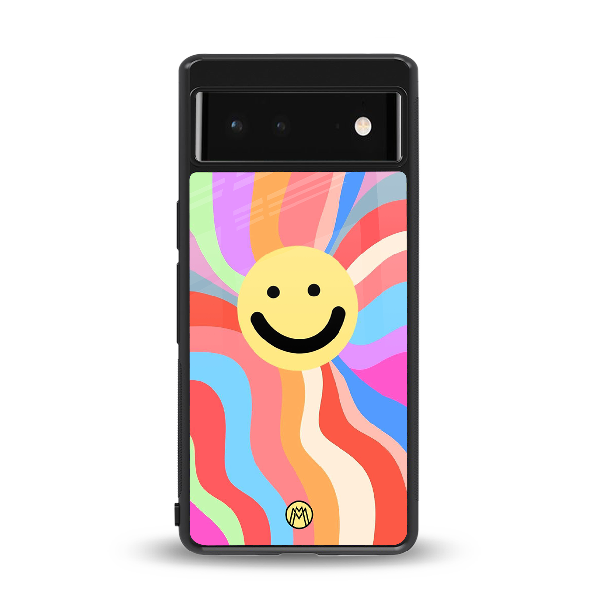 cheerful smiley back phone cover | glass case for google pixel 6