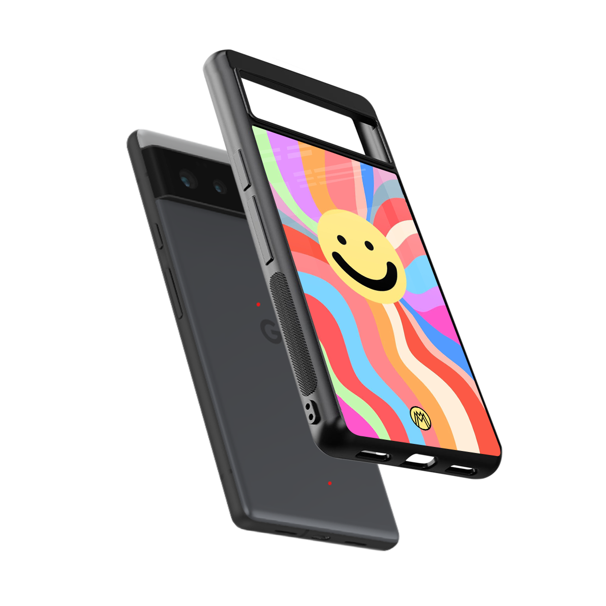 cheerful smiley back phone cover | glass case for google pixel 6
