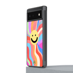 cheerful smiley back phone cover | glass case for google pixel 6