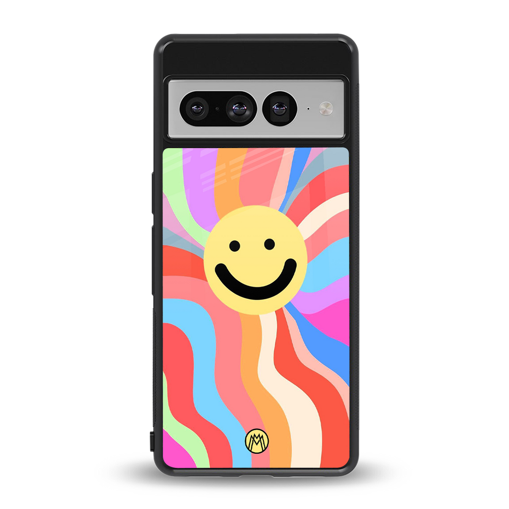 cheerful smiley back phone cover | glass case for google pixel 7 pro