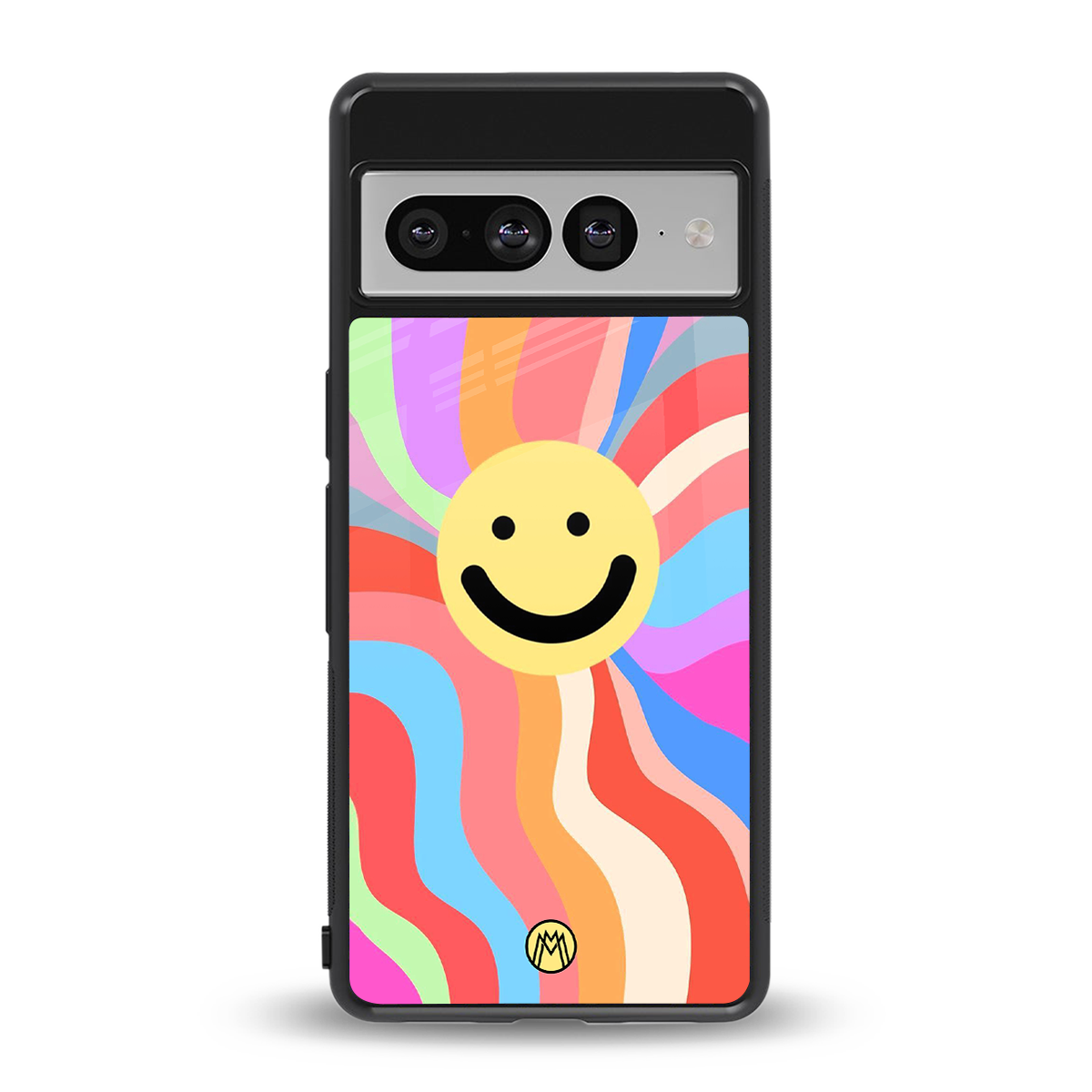 cheerful smiley back phone cover | glass case for google pixel 7 pro