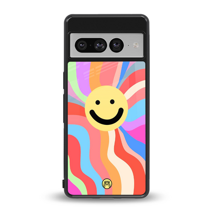 cheerful smiley back phone cover | glass case for google pixel 7 pro