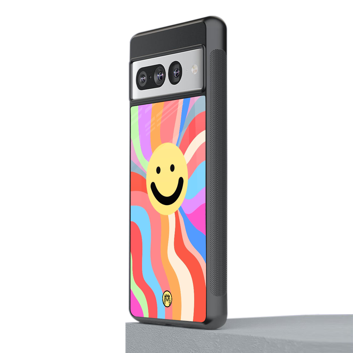 cheerful smiley back phone cover | glass case for google pixel 7 pro