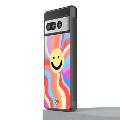 cheerful smiley back phone cover | glass case for google pixel 7 pro