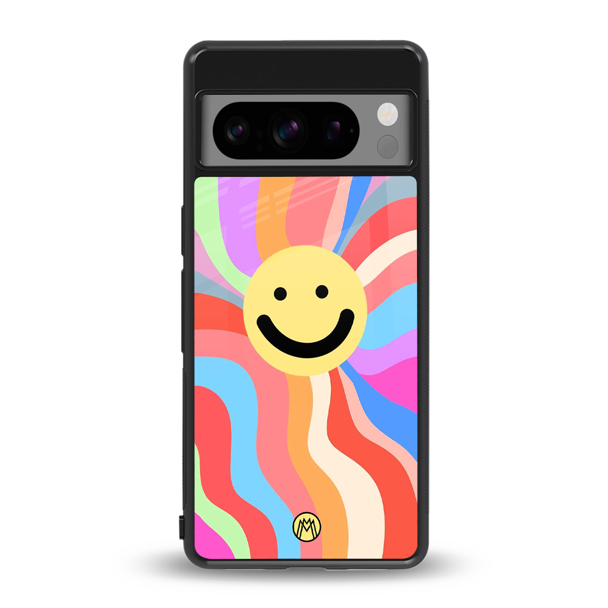 cheerful smiley back phone cover | glass case for google pixel 8 pro