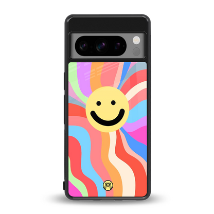 cheerful smiley back phone cover | glass case for google pixel 8 pro