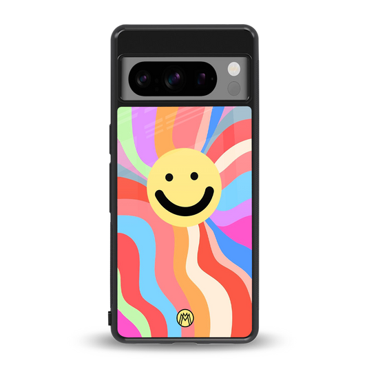 cheerful smiley back phone cover | glass case for google pixel 8 pro