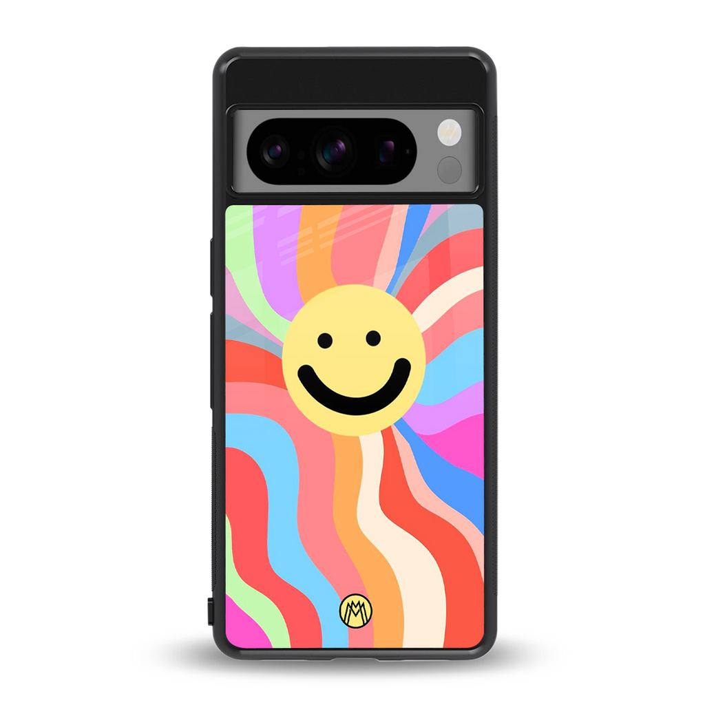 cheerful smiley back phone cover | glass case for google pixel 8 pro