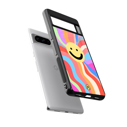 cheerful smiley back phone cover | glass case for google pixel 8 pro