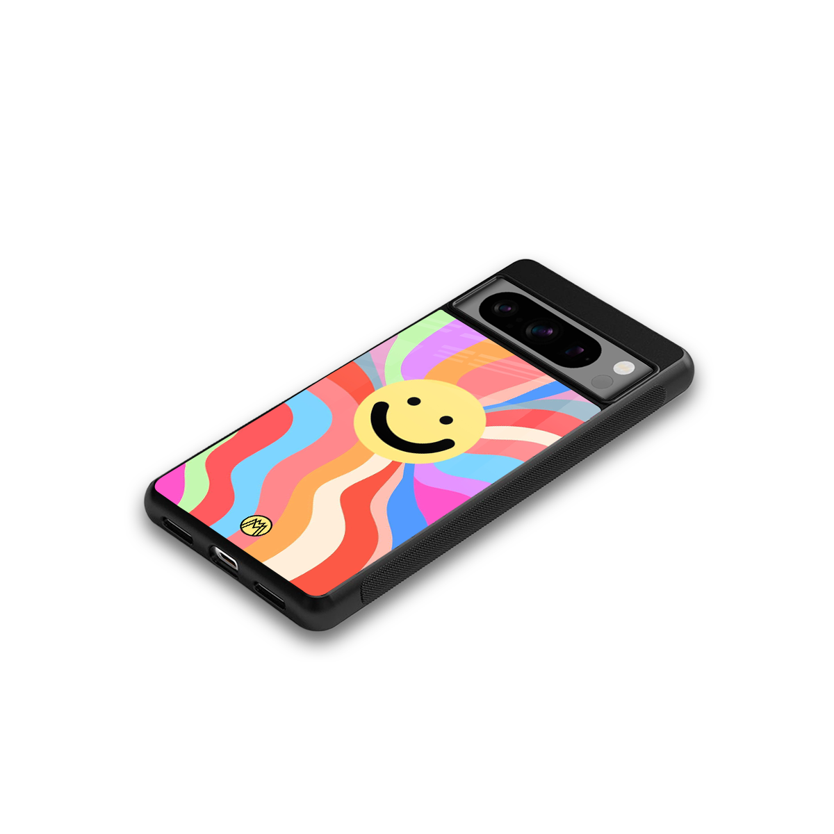 cheerful smiley back phone cover | glass case for google pixel 8 pro