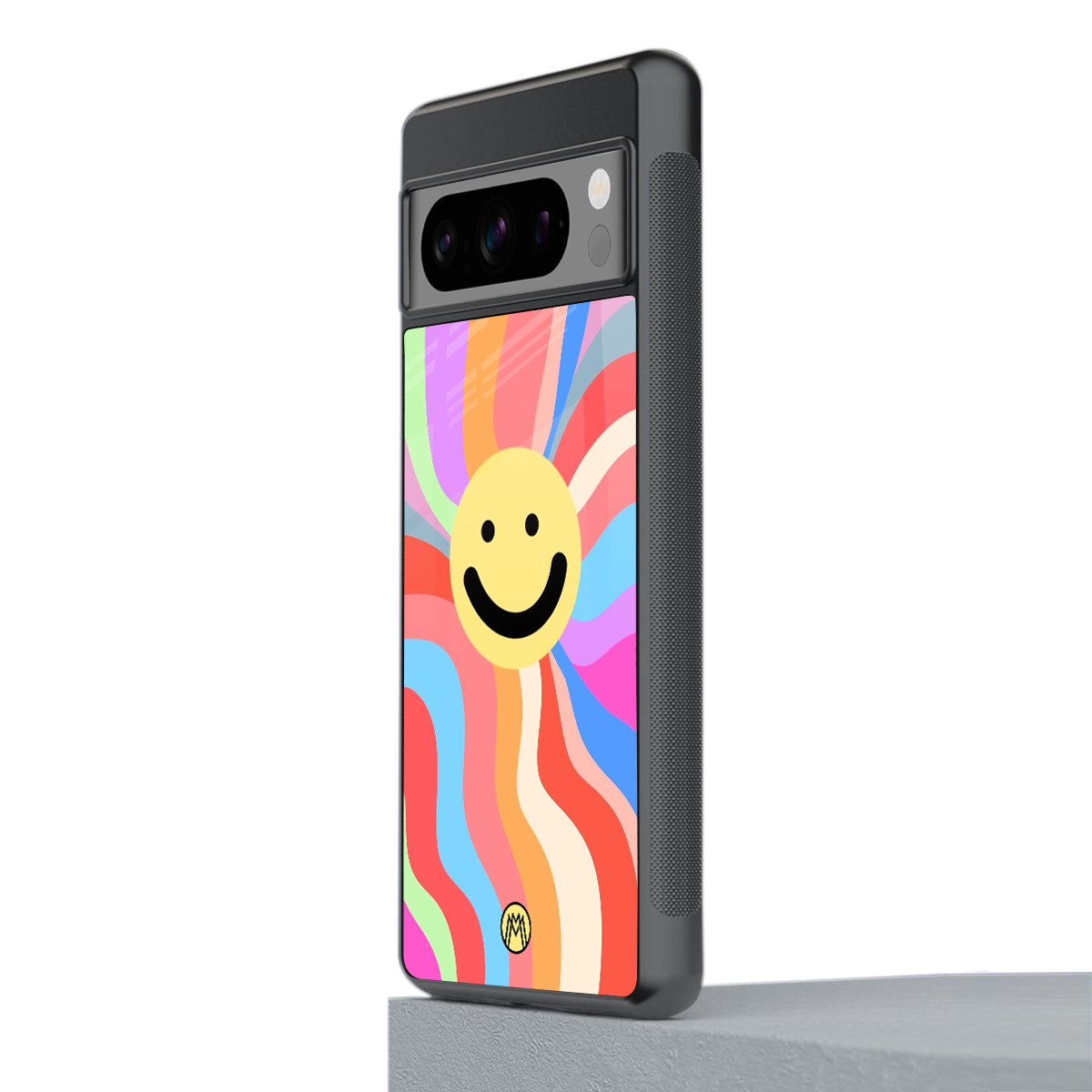 cheerful smiley back phone cover | glass case for google pixel 8 pro