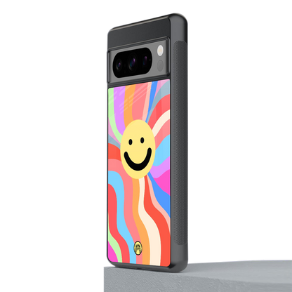 cheerful smiley back phone cover | glass case for google pixel 8 pro