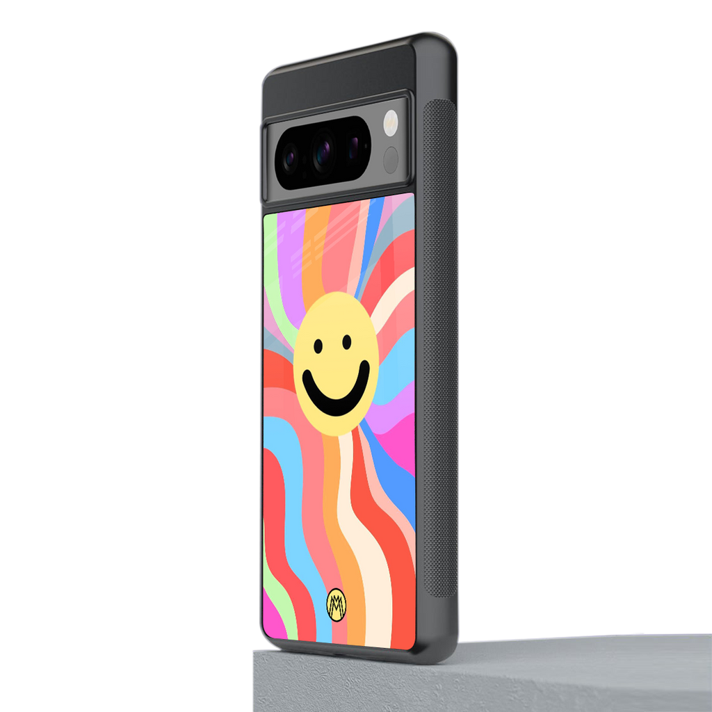 cheerful smiley back phone cover | glass case for google pixel 8 pro
