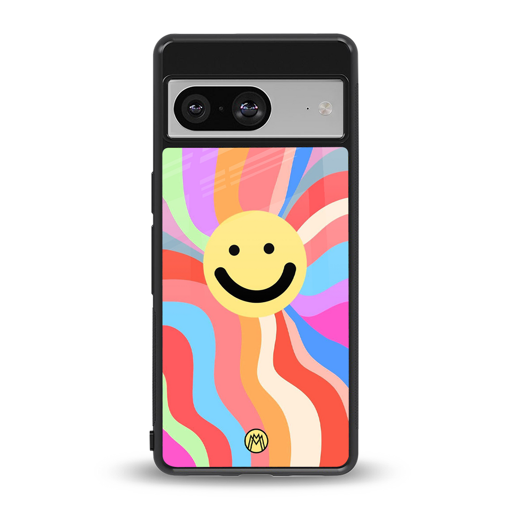 cheerful smiley back phone cover | glass case for Google Pixel 8